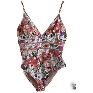 Kona Sol Ladies L Large FLoral 1-Piece Swimsuit Beach Cruise